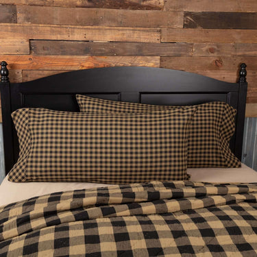 Black Check King Pillow Case Set of 2 21x40 VHC Brands - The Fox Decor